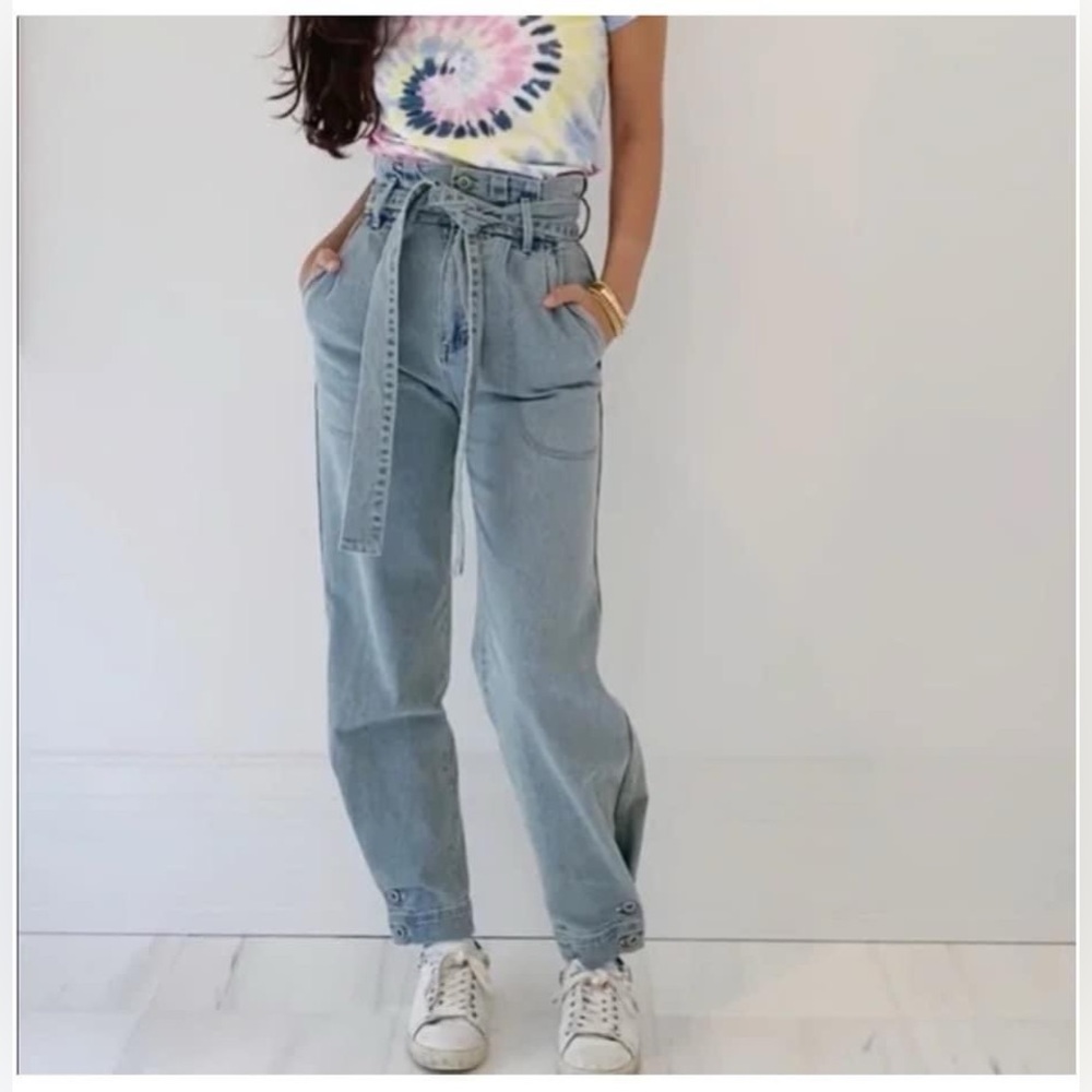 Something Navy tie waist jeans